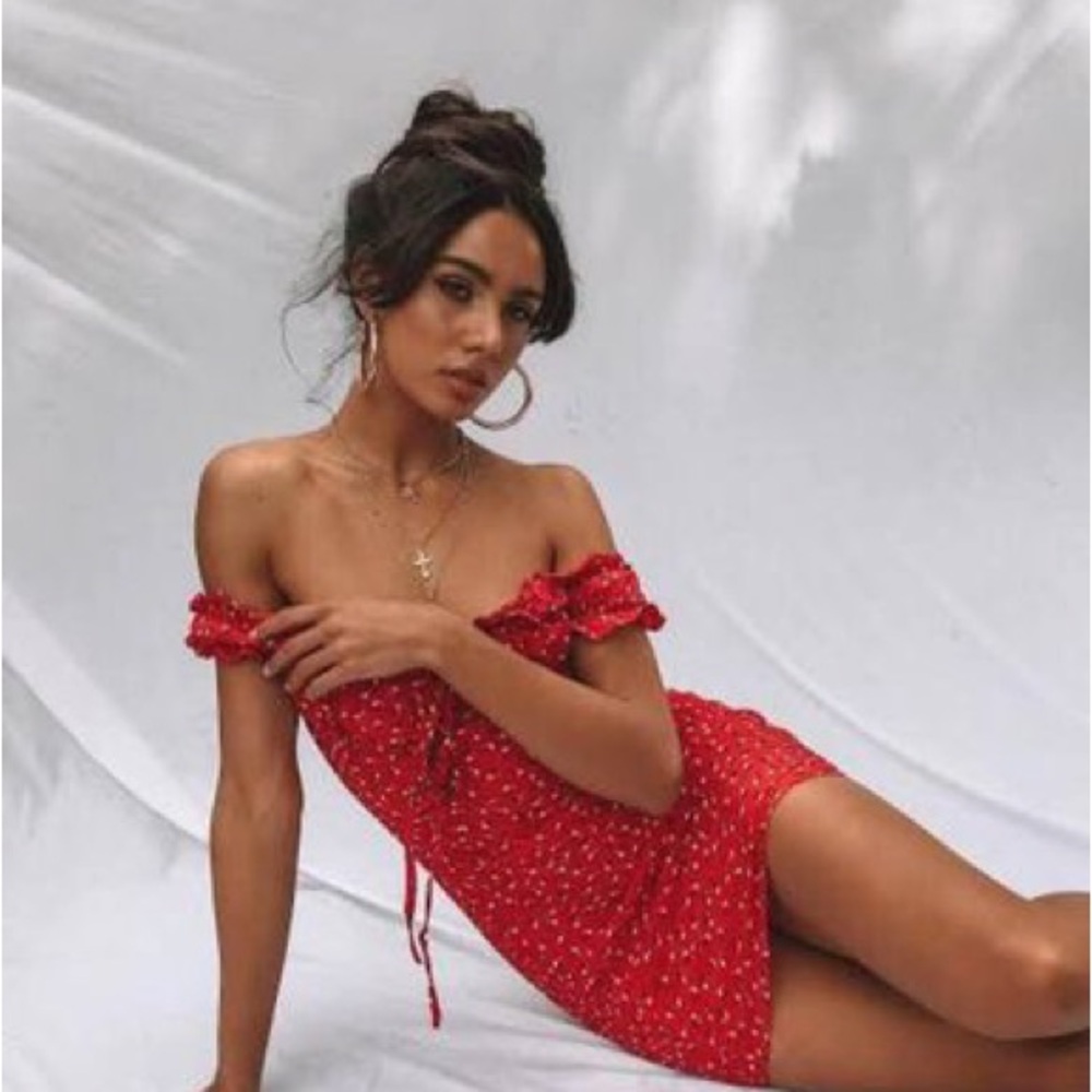 Princess Polly Red Off-Shoulder Dress